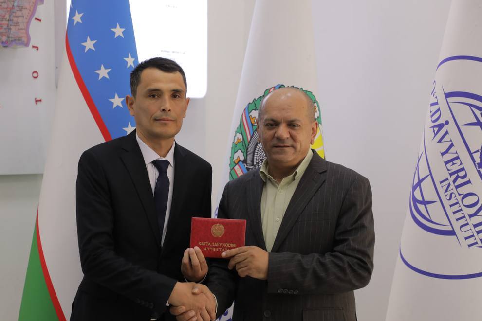 Eshnazarov Doniyor Baxromaliyevich received the certificate of Senior Researcher